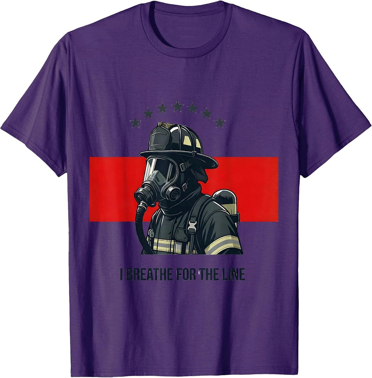 I Breathe For The Line Patriotic Firefighter Thin Red Line T-Shirt - Purple
