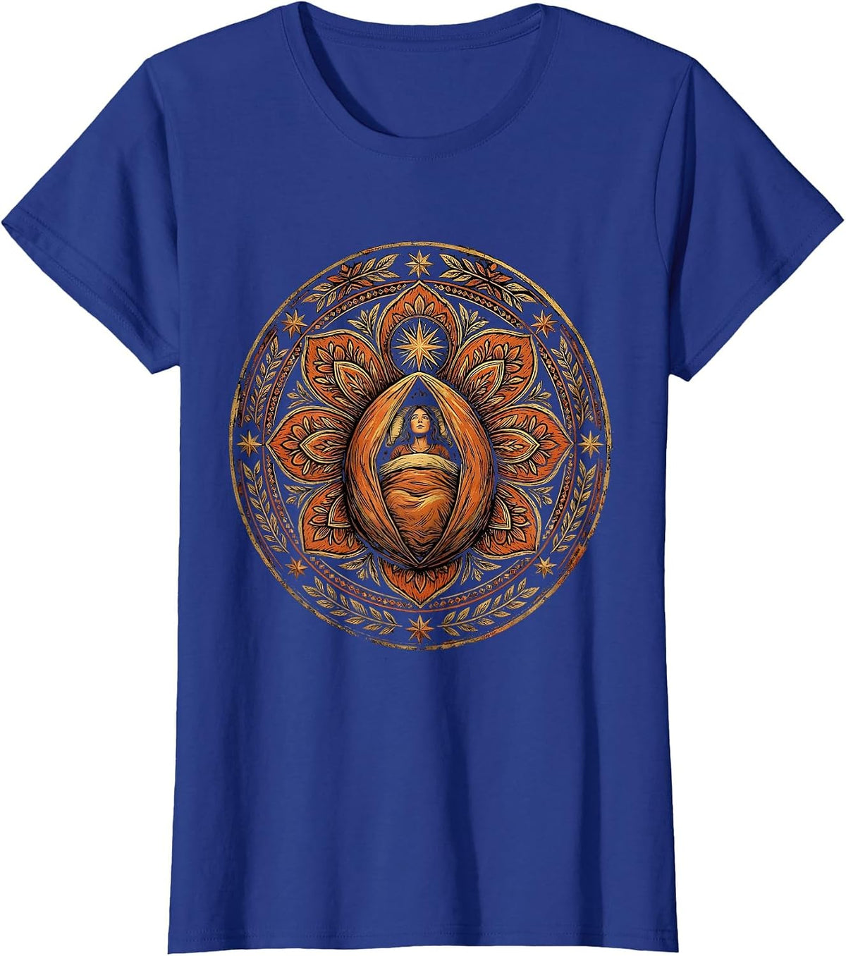 Women's Stargazing Camping Night Sky Illustration T-Shirt - Royal Blue