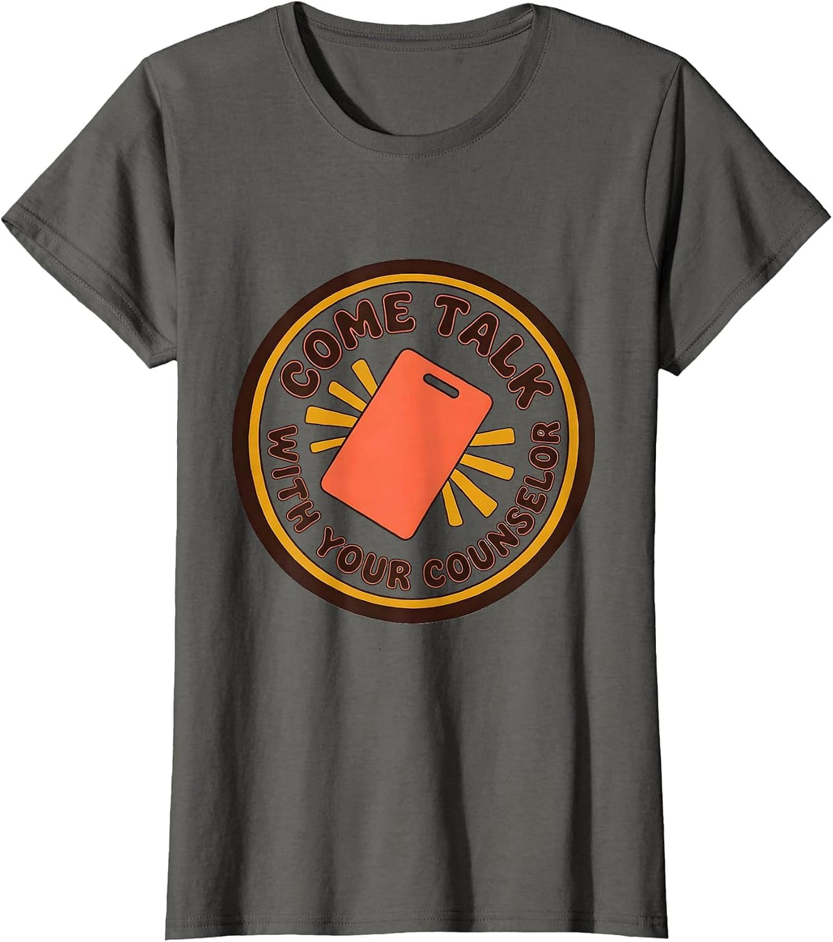 Women's Come Talk With Your Counselor Groovy Retro School Counselor T-Shirt - Asphalt Grey
