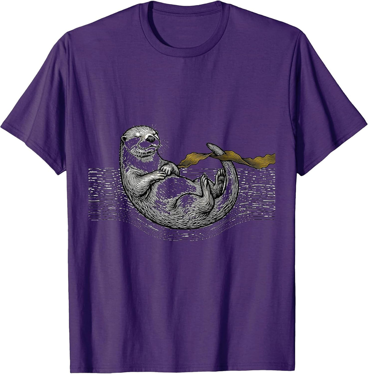 Contour Otter Line Art Funny Otter Lover Gift T-Shirt - Purple
