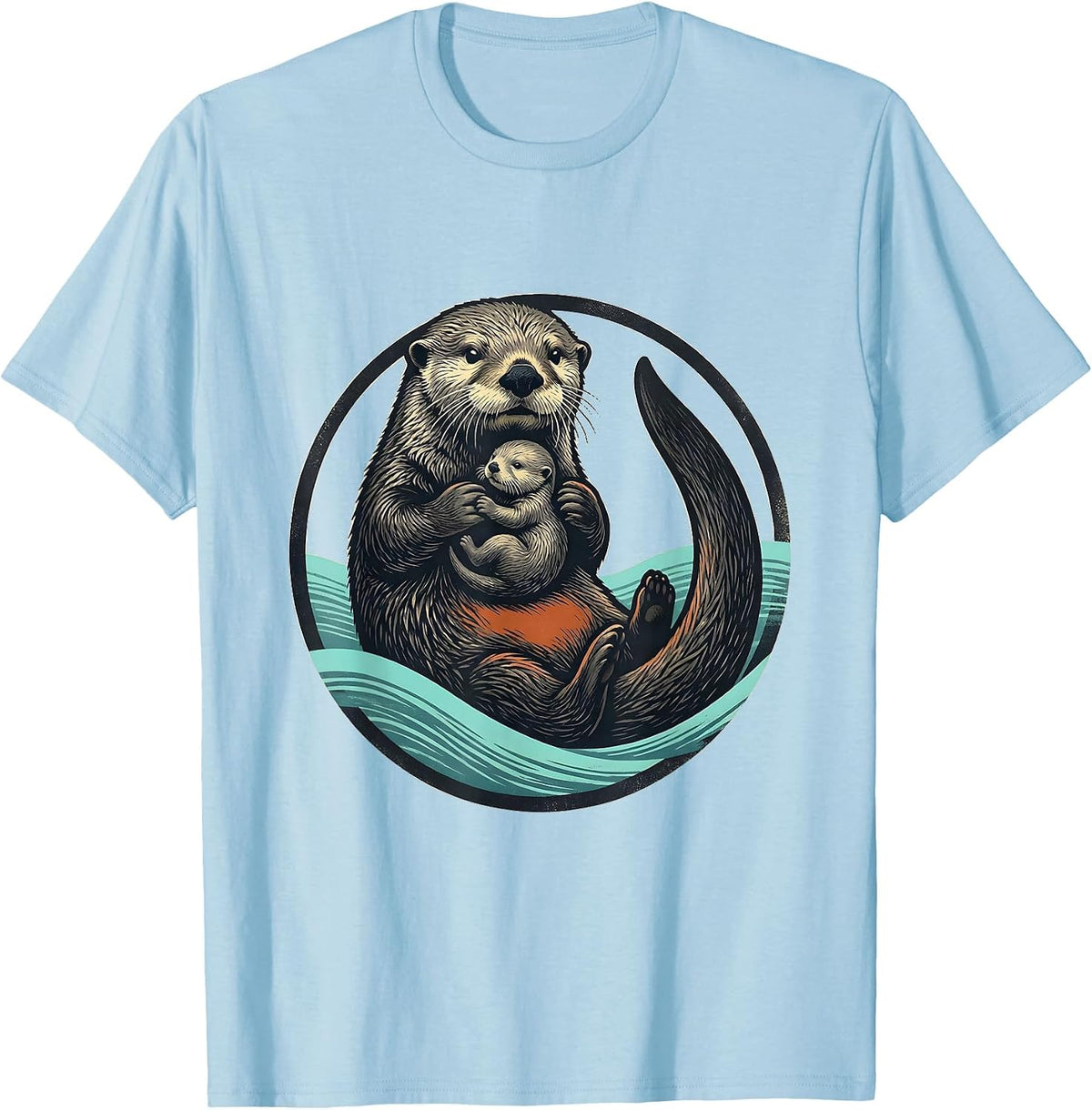 Men's Sealed Sea Otter Badge Nature Lover Gift T-Shirt - Baby Blue