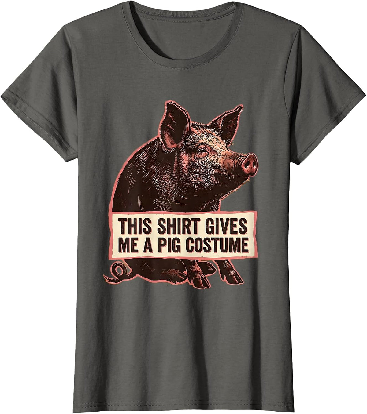 Women's This Shirt Gives Me A Pig Costume Funny Pig Lover Halloween T-Shirt - Asphalt Grey