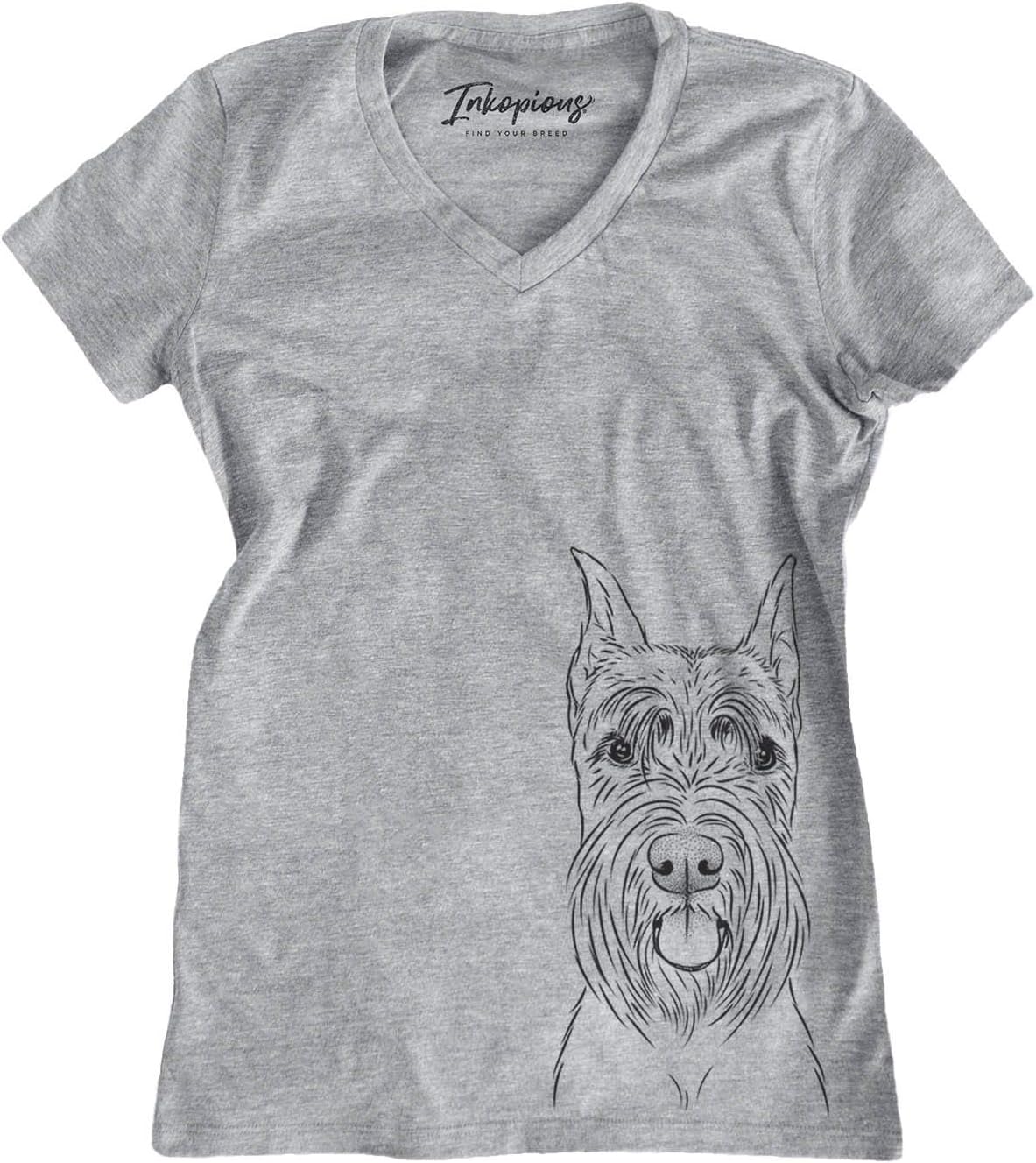 Bare Samuel the Schnauzer Dog Triblend T-Shirt - Grey Modern V-neck