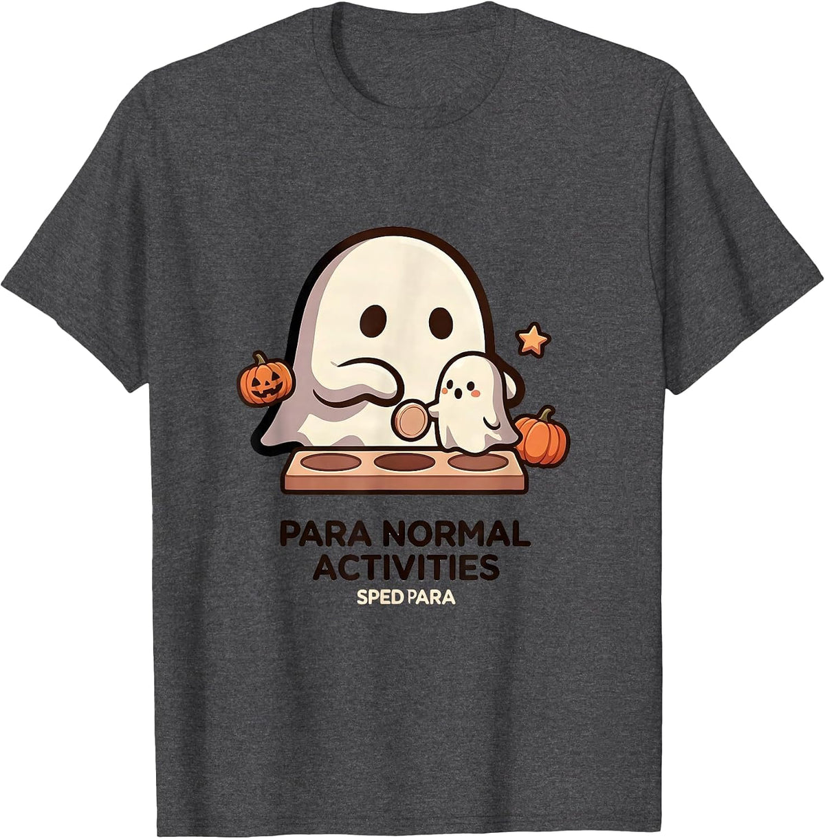 Para Normal Activities SPED Para Ghost Halloween T-Shirt - Dark Heather Grey