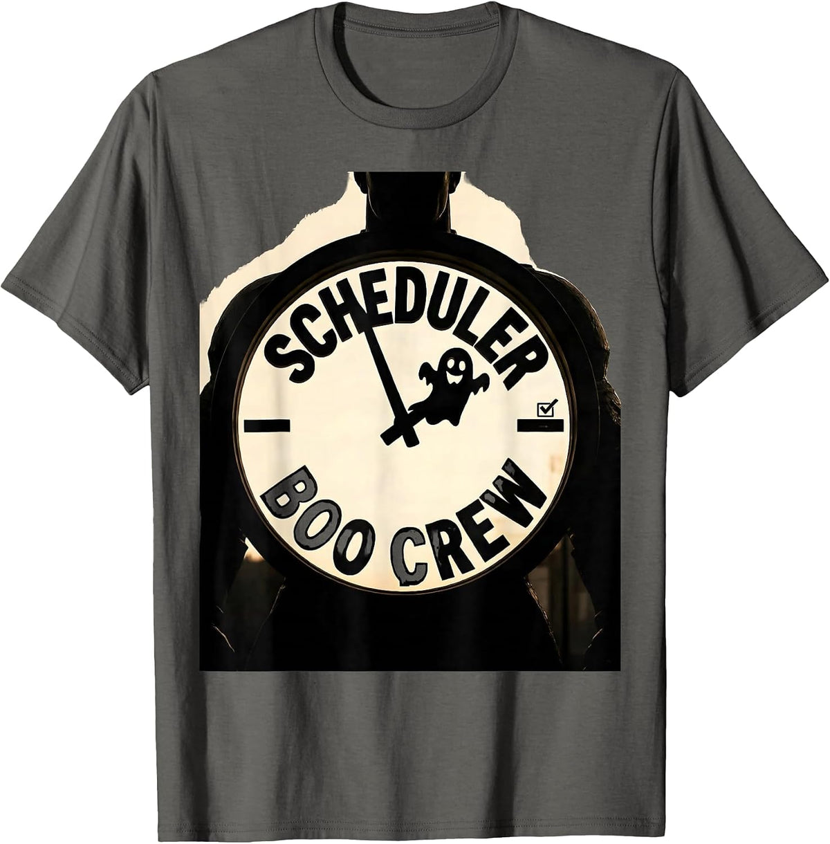 Men's Scheduler Boo Crew Funny Workplace Halloween Matching T-Shirt - Asphalt Grey