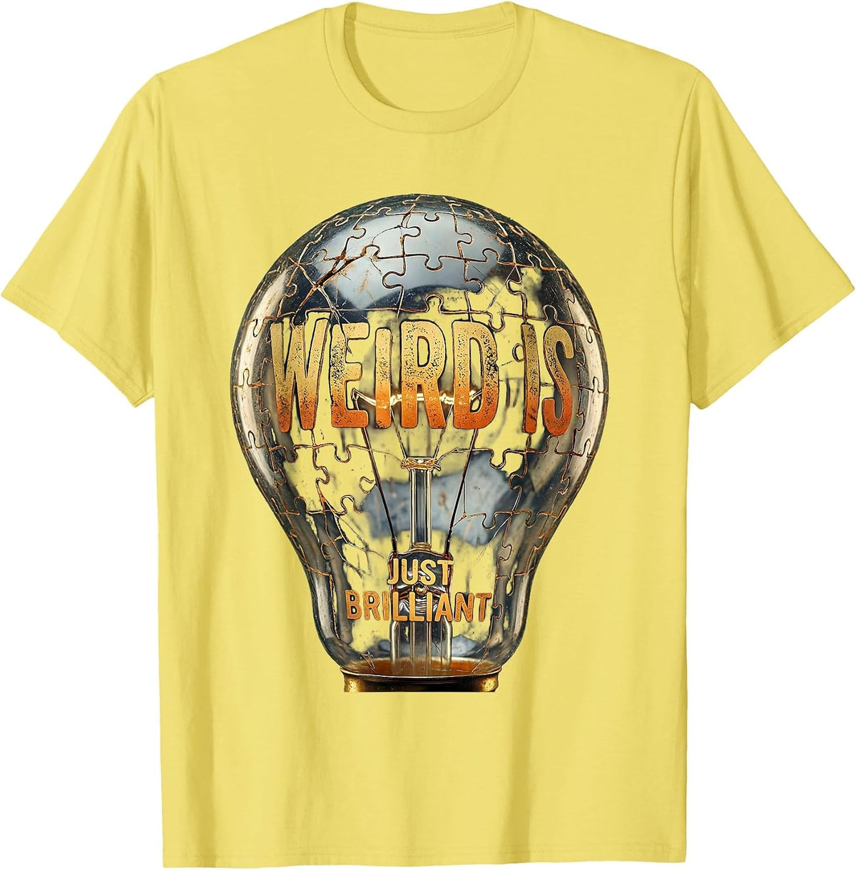 Men's Weird Is Just Brilliant Autism Awareness Design T-Shirt - Lemon Yellow