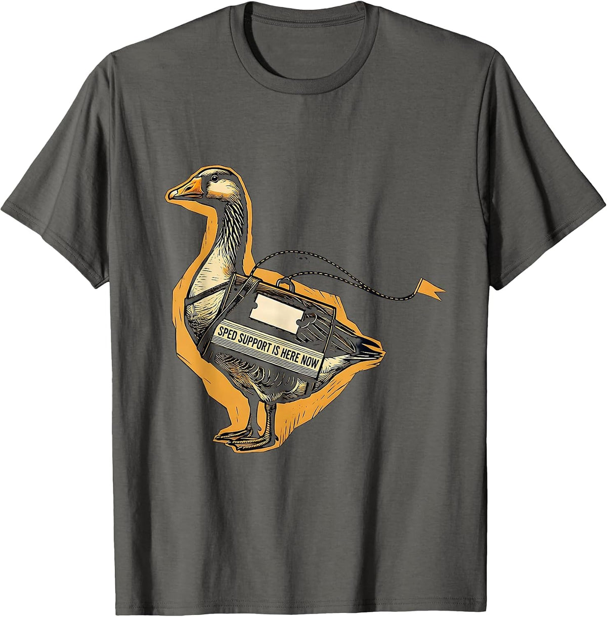 SPED Support Is Here Now Funny Special Education Teacher T-Shirt - Asphalt Grey