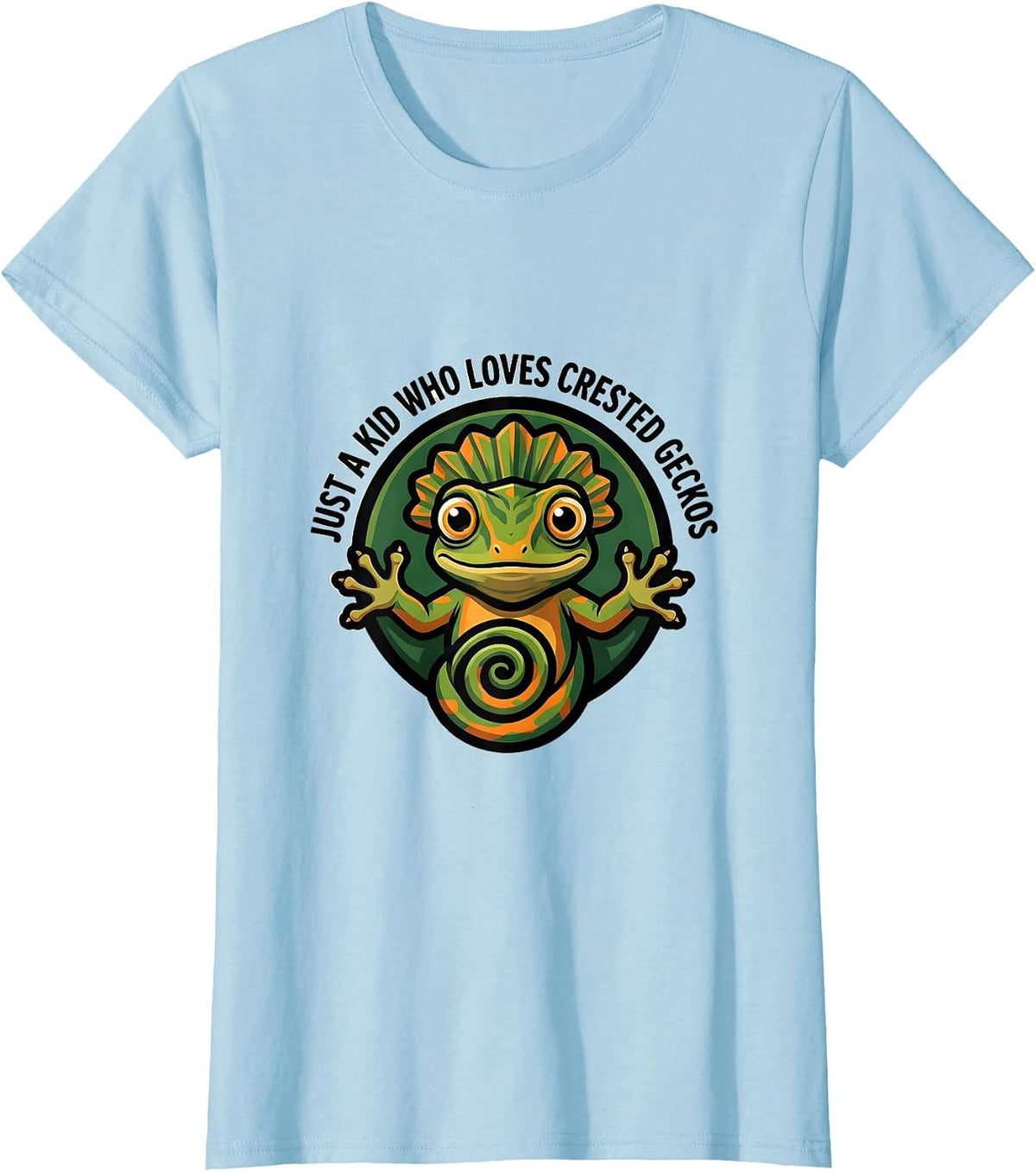Women's Just A Kid Who Loves Crested Geckos Funny Reptile Lover T-Shirt - Baby Blue