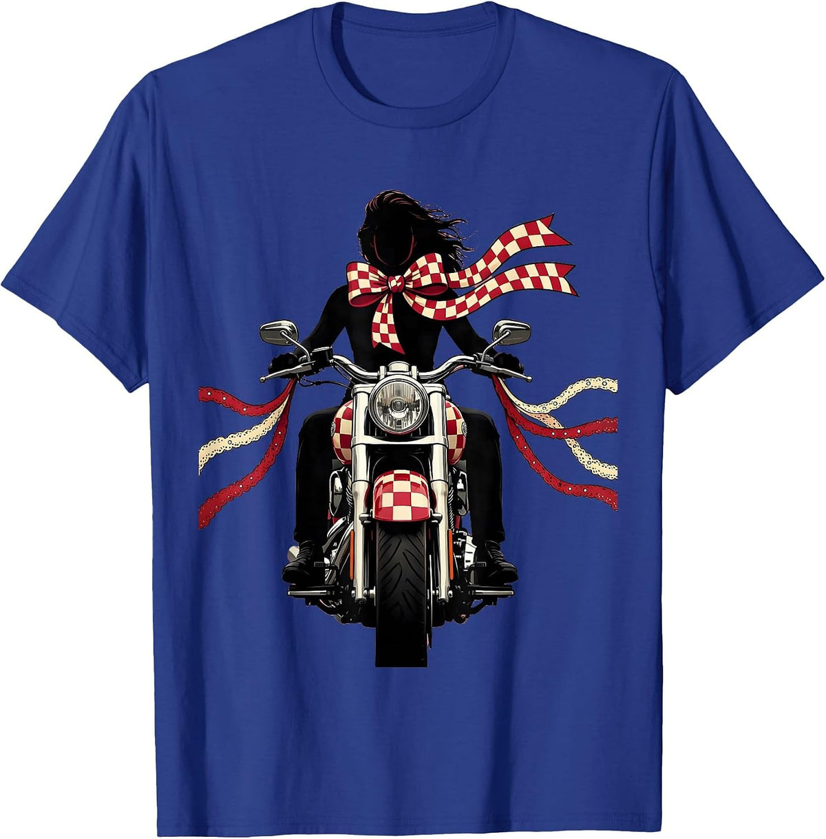 Men's Checkered Bandana Vintage Motorcycle Rider Graphic T-Shirt - Royal Blue