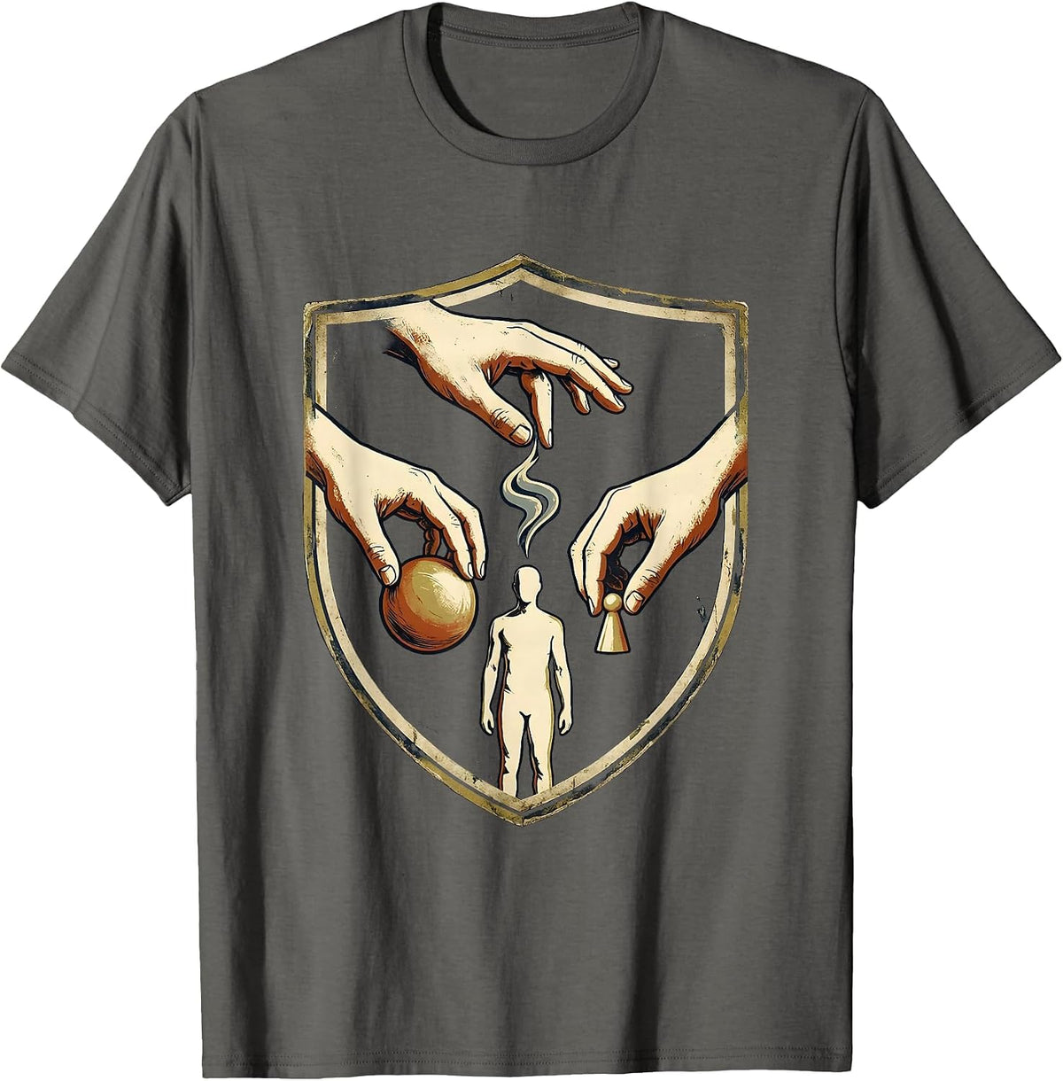 Vintage Therapy Team Shield Rehab Squad Physical Therapy T-Shirt - Asphalt Grey