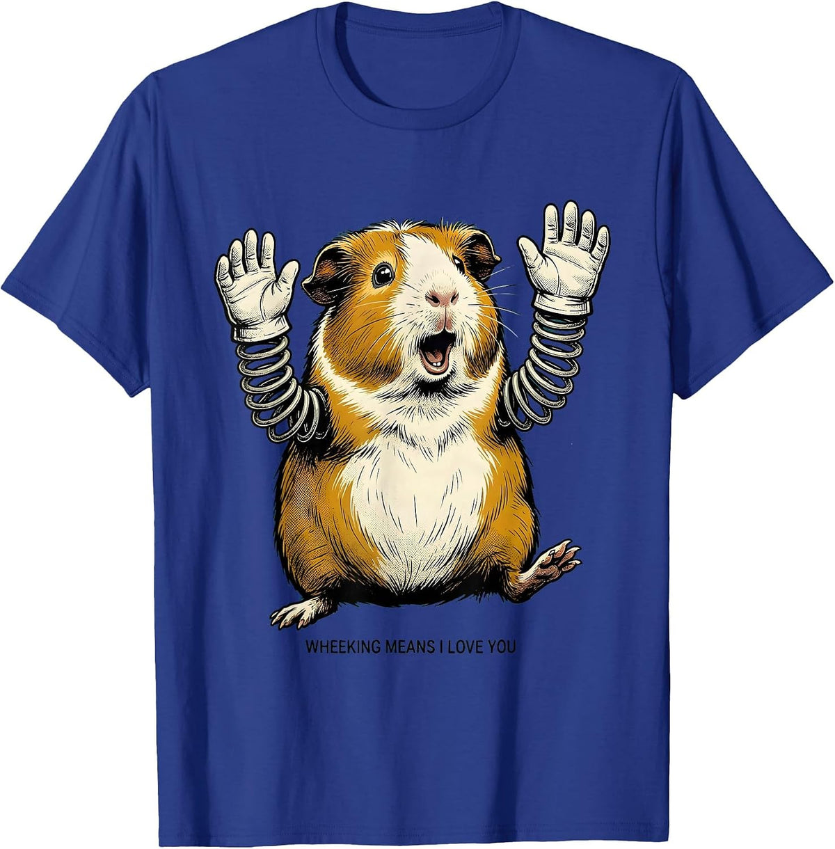 Wheeking Means I Love You Retro Cartoon Guinea Pig Lover T-Shirt - Royal Blue