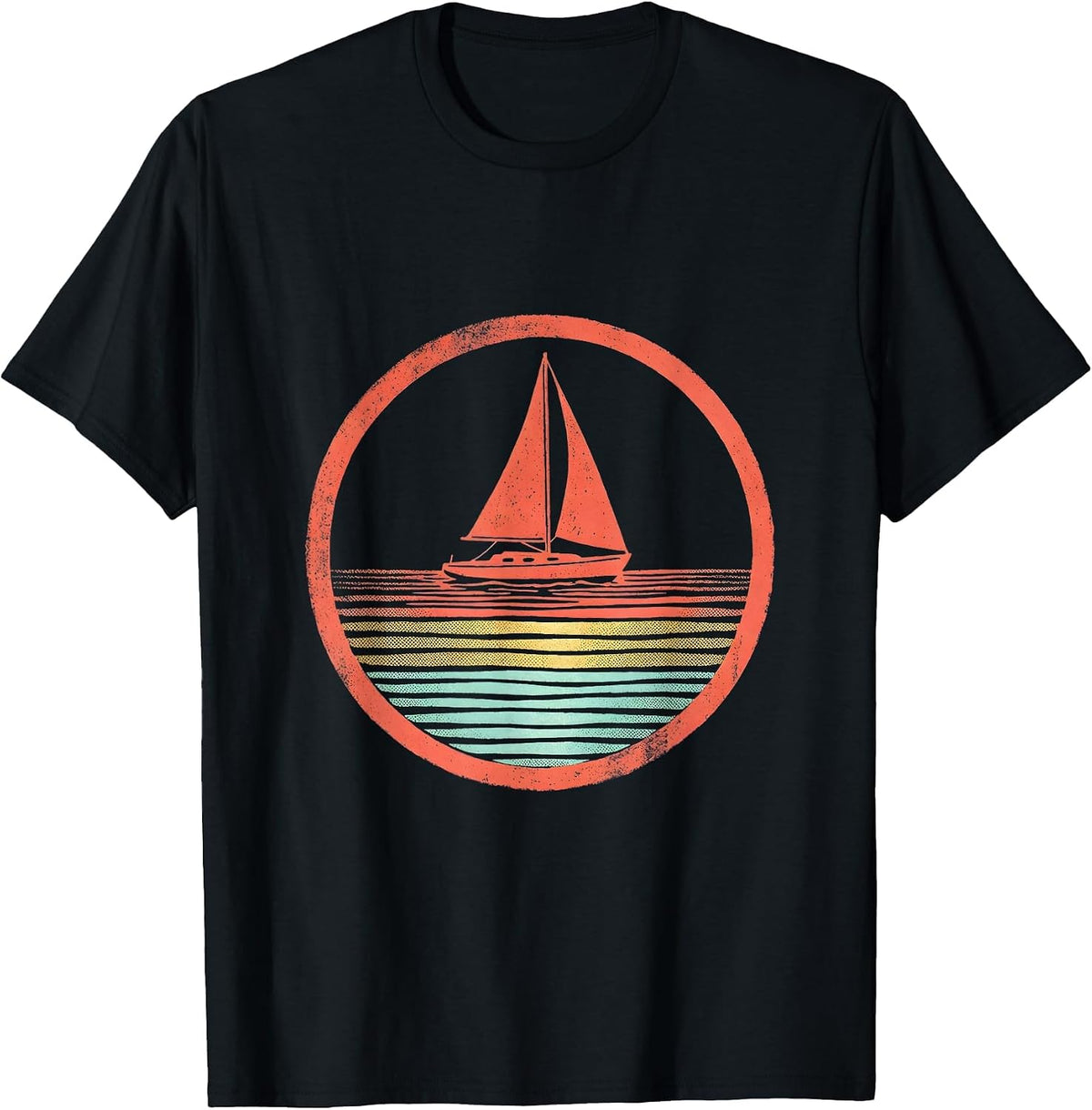 Men's Autism Awareness Sailboat Rainbow Reflection Art T-Shirt - Black