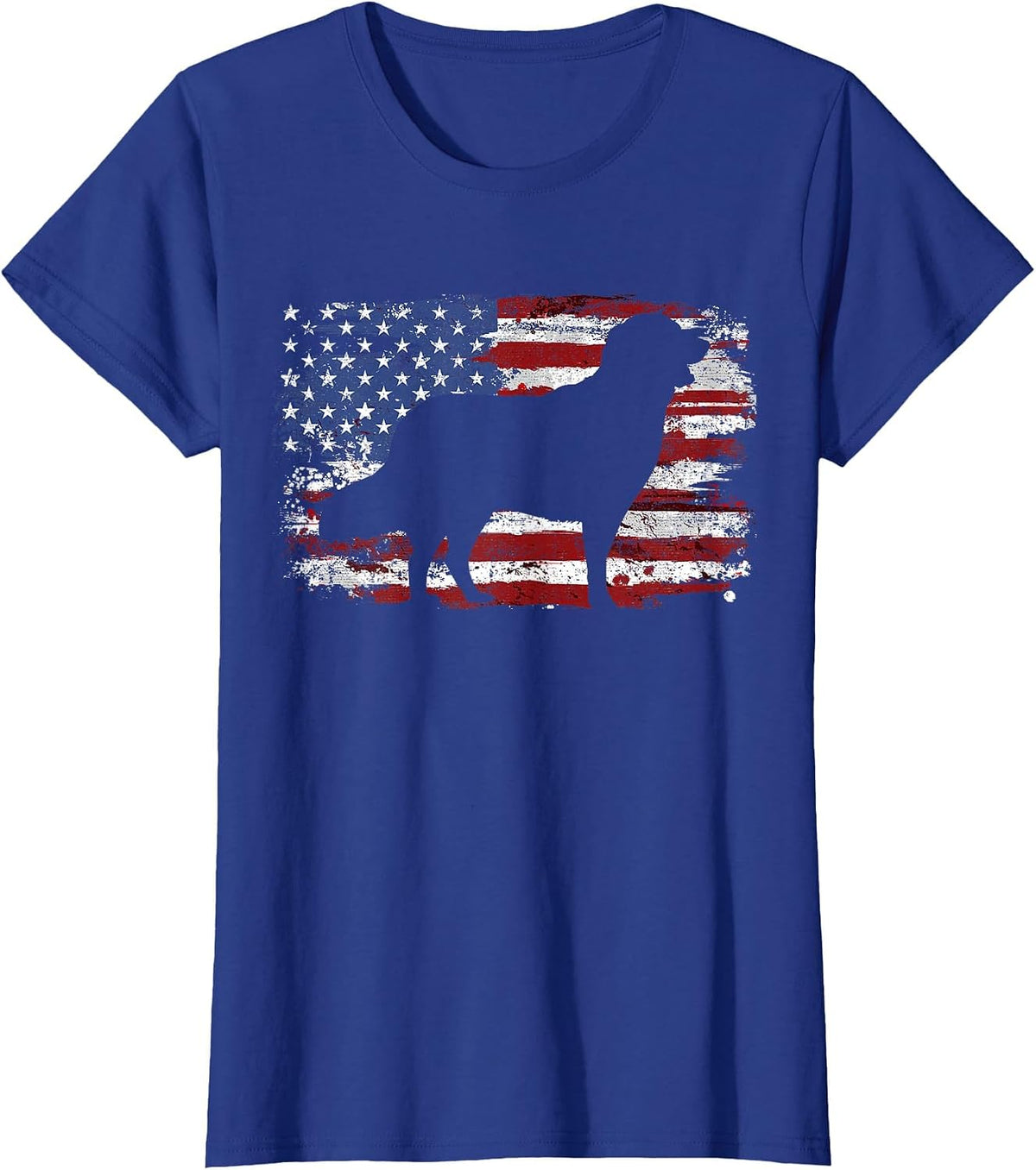 Golden Retriever Vintage USA Flag T-Shirt - Royal Blue