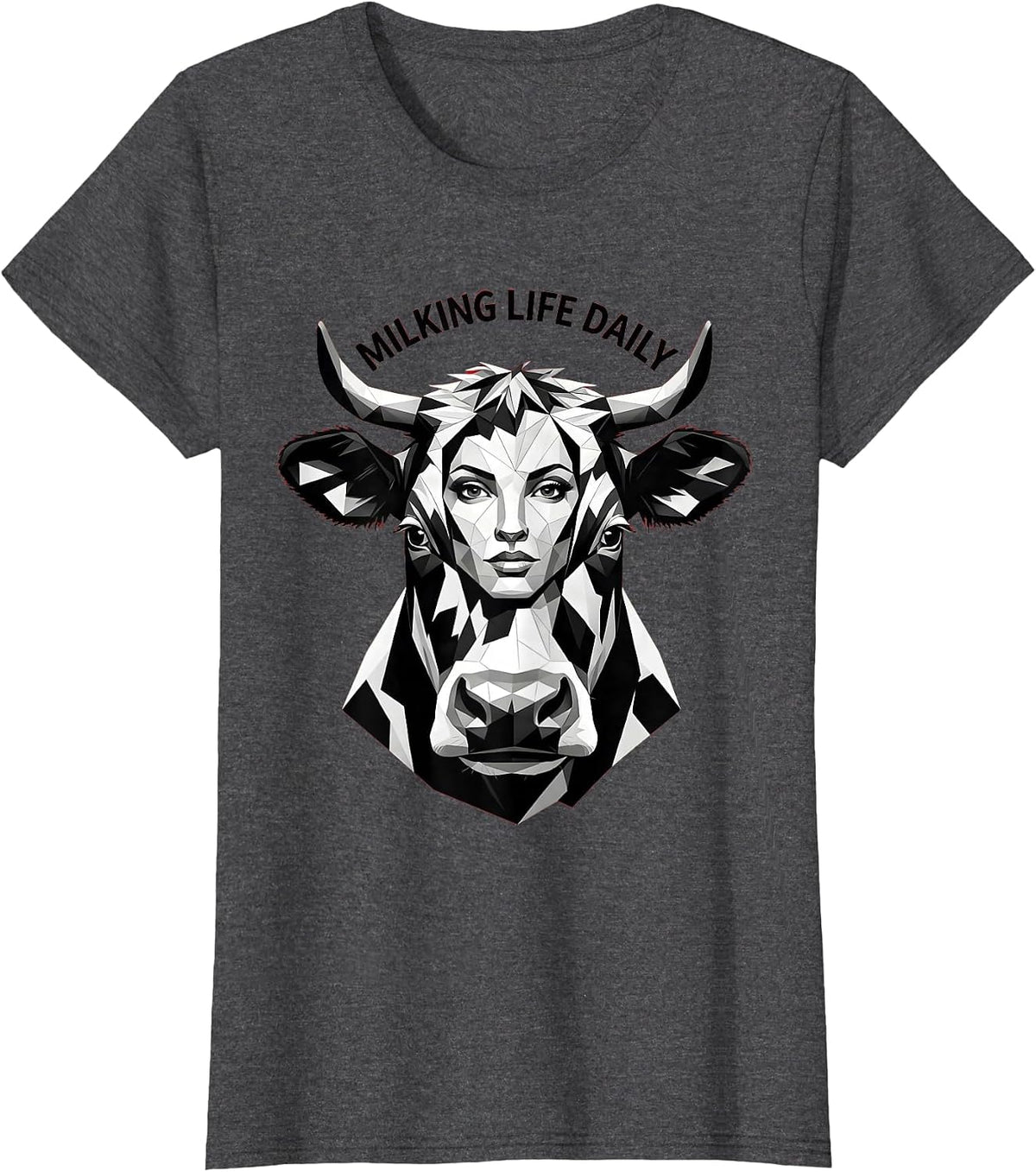 Women's Milking Life Daily Funny Cow Women Design T-Shirt - Dark Heather Grey