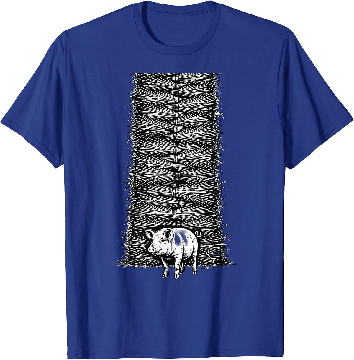 Hay Wisp Stack Pig Lover Farm Animal Humor T-Shirt - Royal Blue