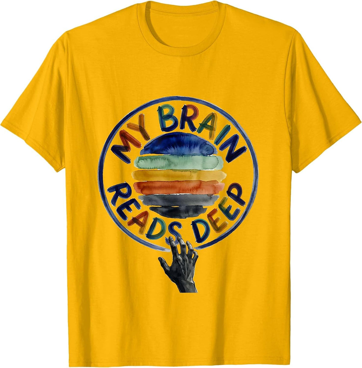 My Brain Reads Deep Bold Dyslexia Awareness Teacher Humor T-Shirt - Golden Yellow