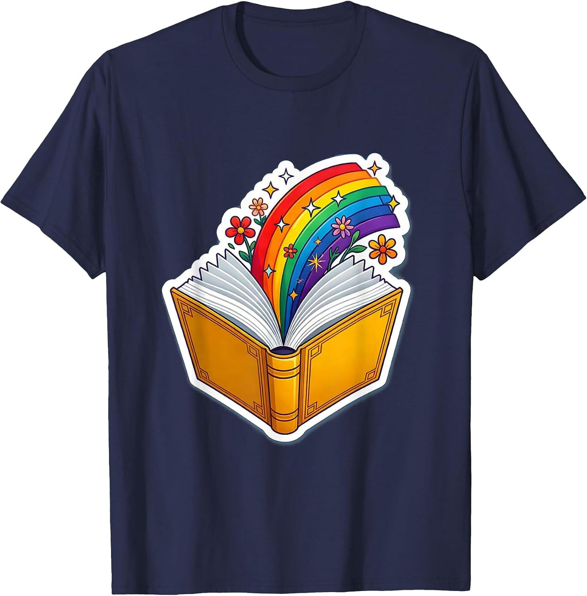 Men's Special Education Teacher Rainbow Book Graphic T-Shirt - Navy Blue