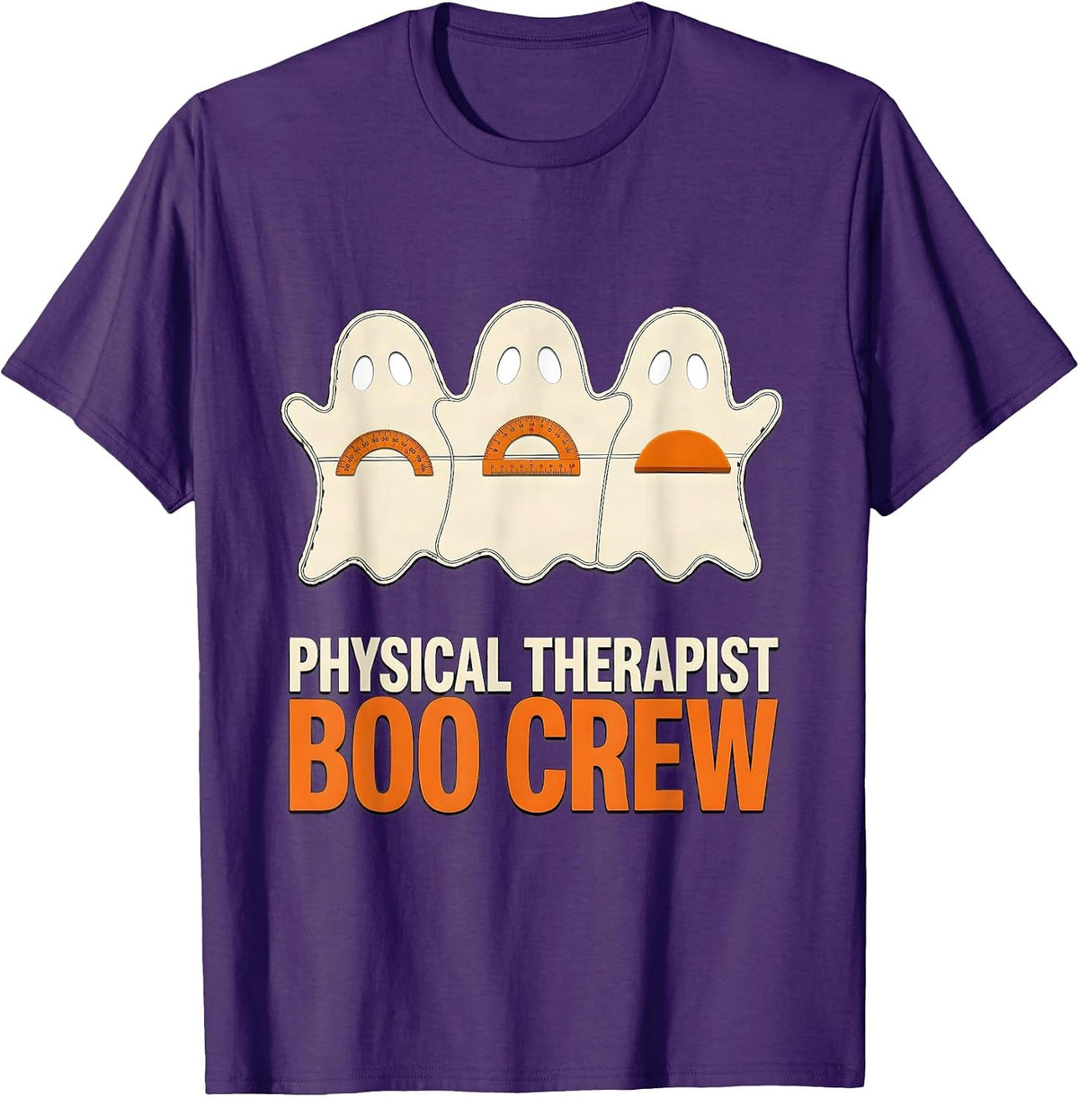 Men's Physical Therapist Boo Crew Funny Ghost Halloween Costume T-Shirt - Purple
