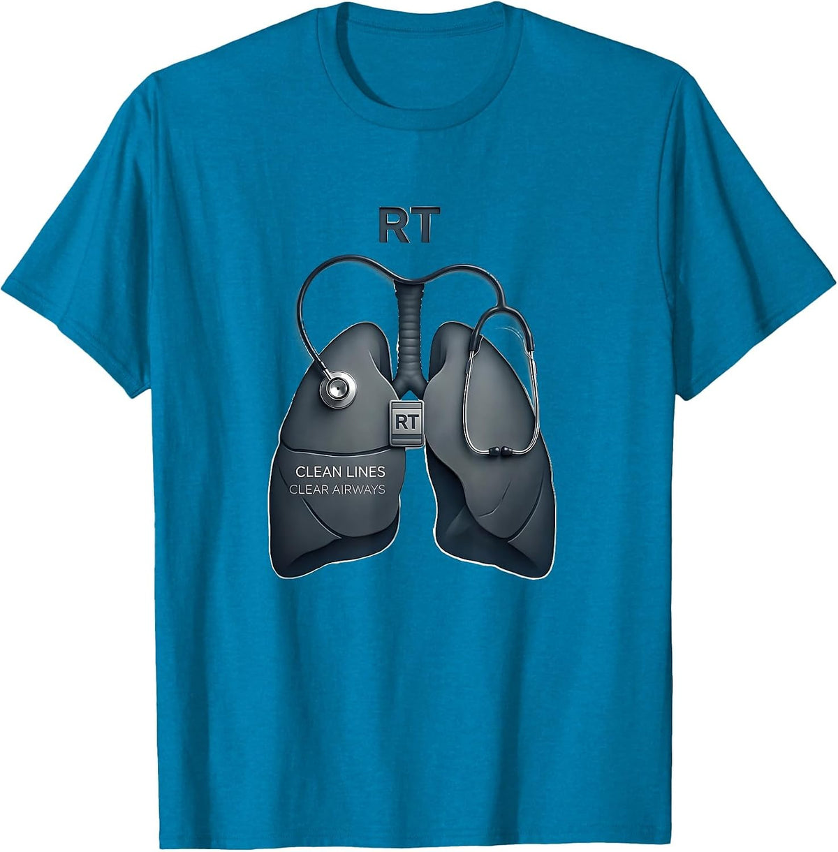 RT Clean Lines Clear Airways Minimalist Design T-Shirt - Sapphire Blue