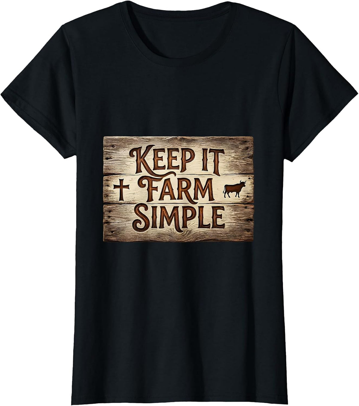 Keep It Farm Simple Rustic Country Design T-Shirt - Black