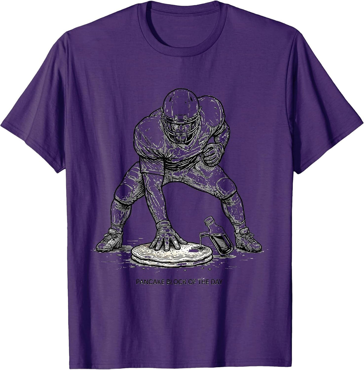 Pancake Block Of The Day Funny Breakfast Food Lineman Humor T-Shirt - Purple