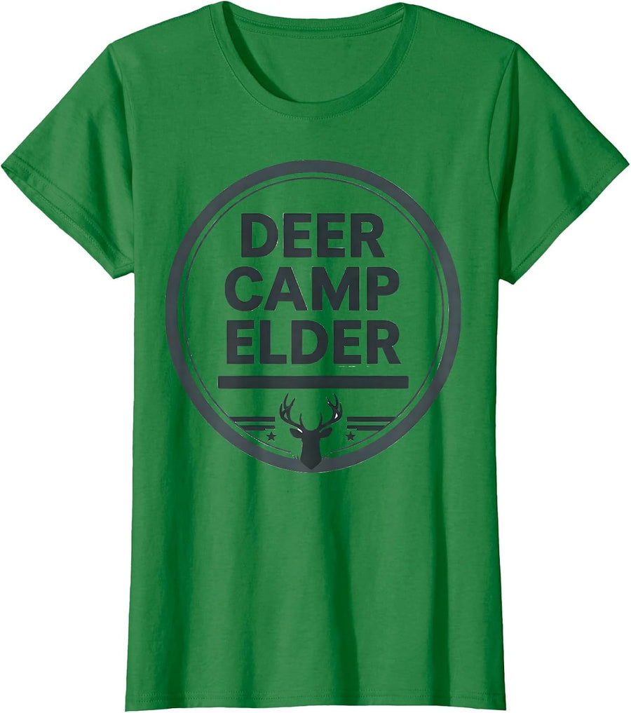 Women's Deer Camp Elder Monochromatic Hunting Dad Gift T-Shirt - Kelly Green