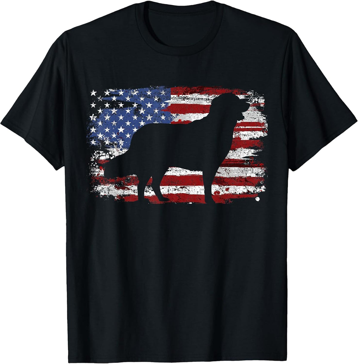 Golden Retriever Vintage USA Flag T-Shirt - Black