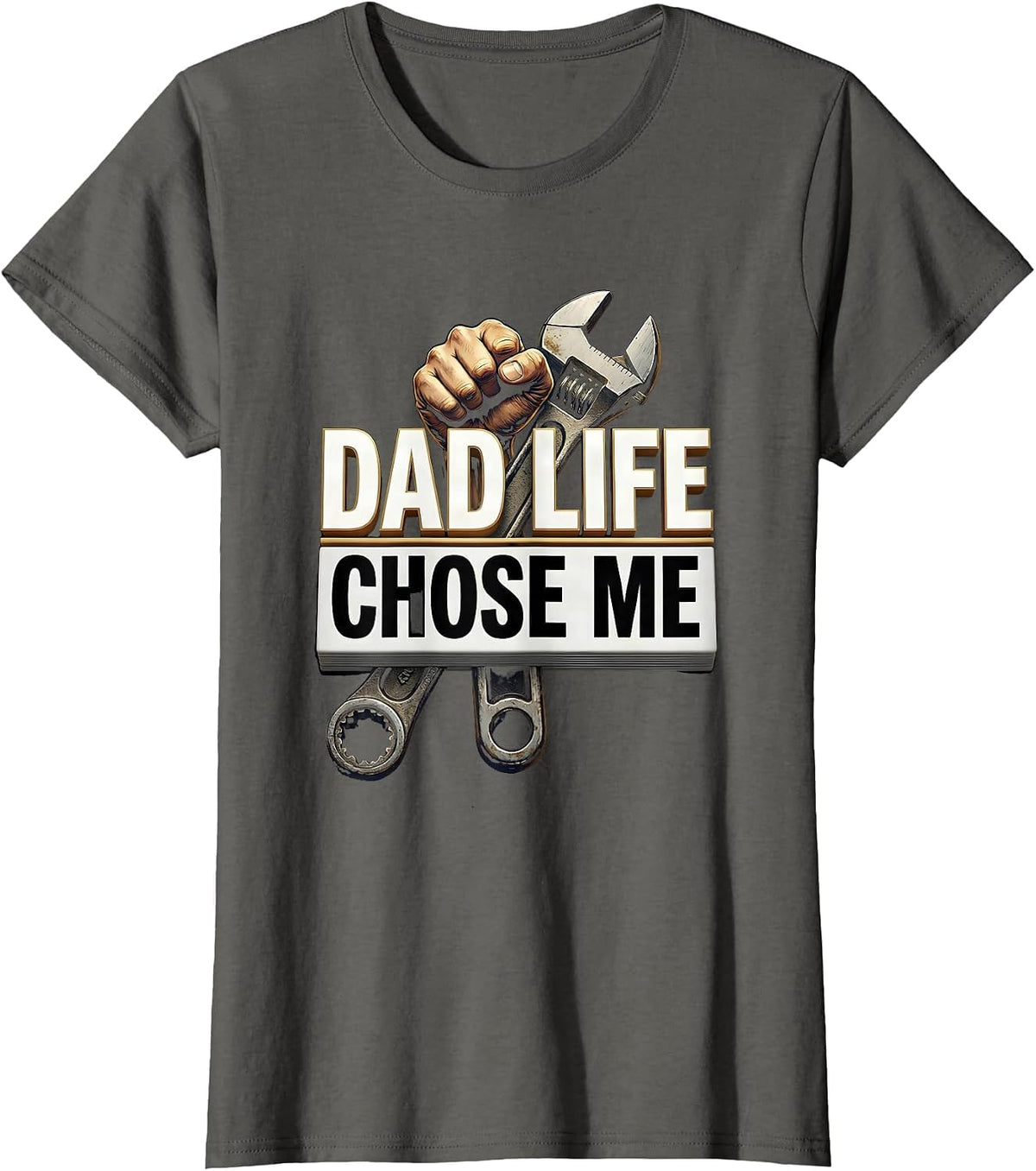 Women's Dad Life Chose Me Funny Father Design T-Shirt - Asphalt Grey