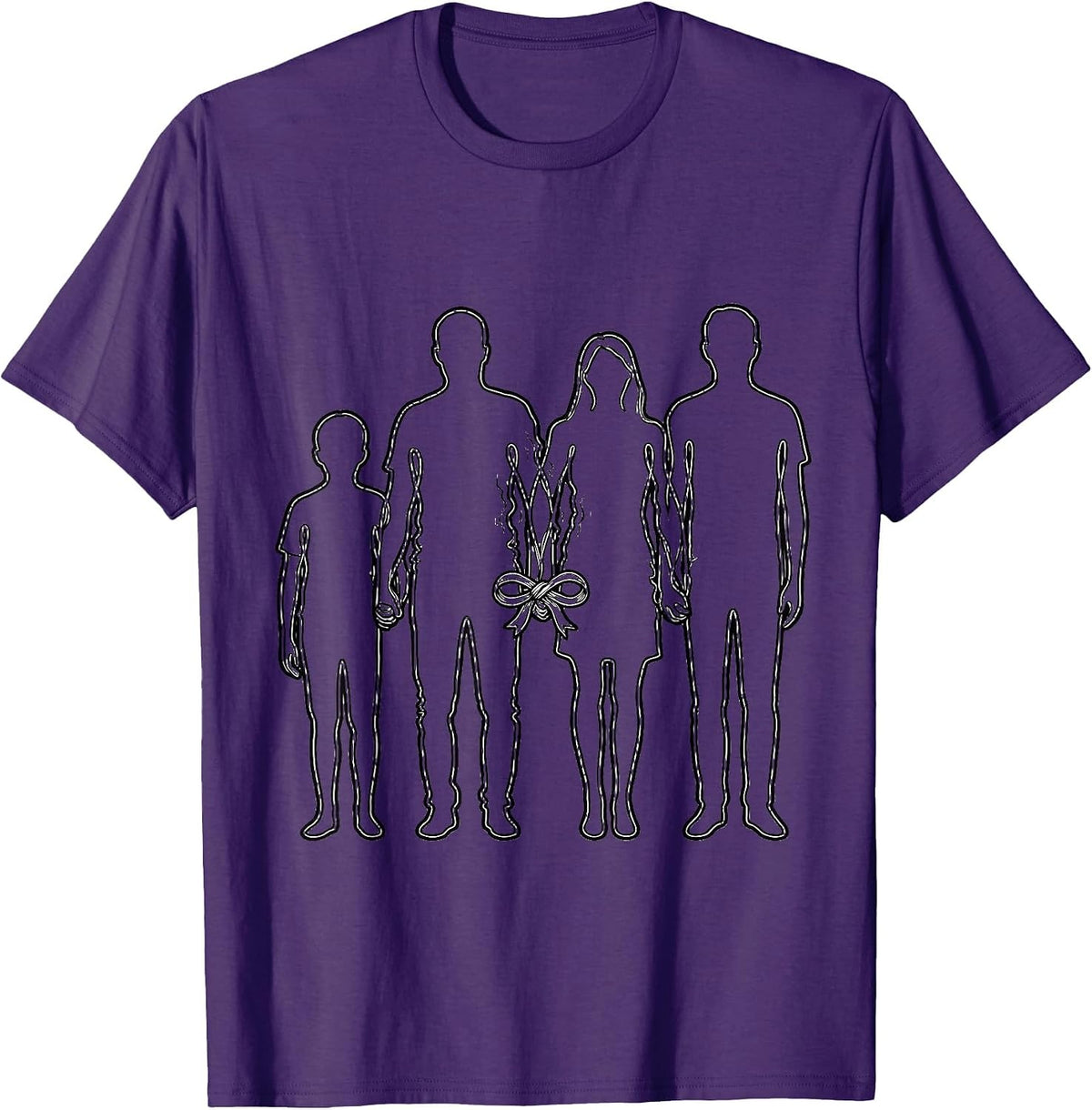 Linked Family Silhouettes Parkinson's Awareness Support T-Shirt - Purple