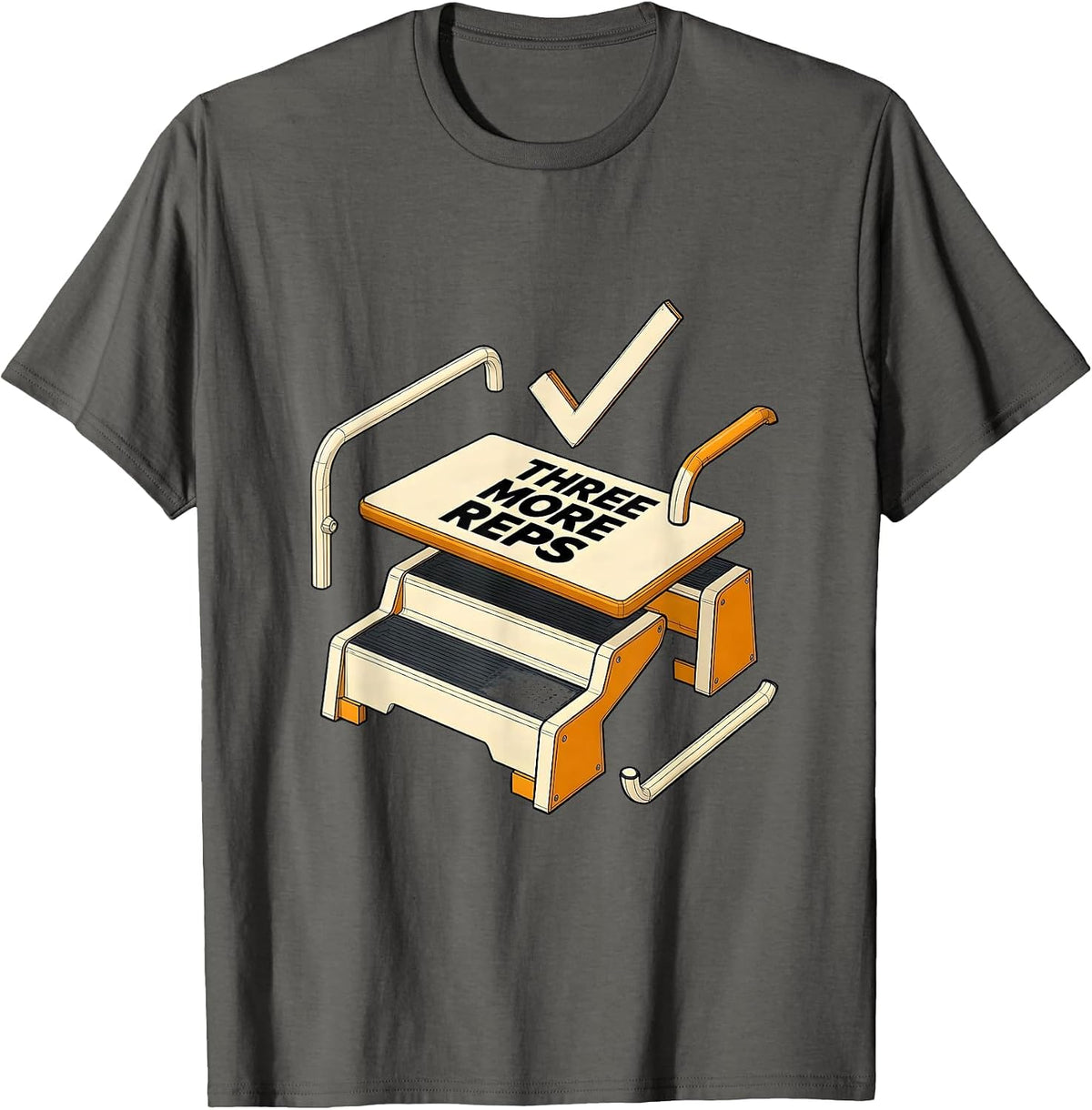 Men's Three More Reps Physical Therapy PT Humor Rehab T-Shirt - Asphalt Grey