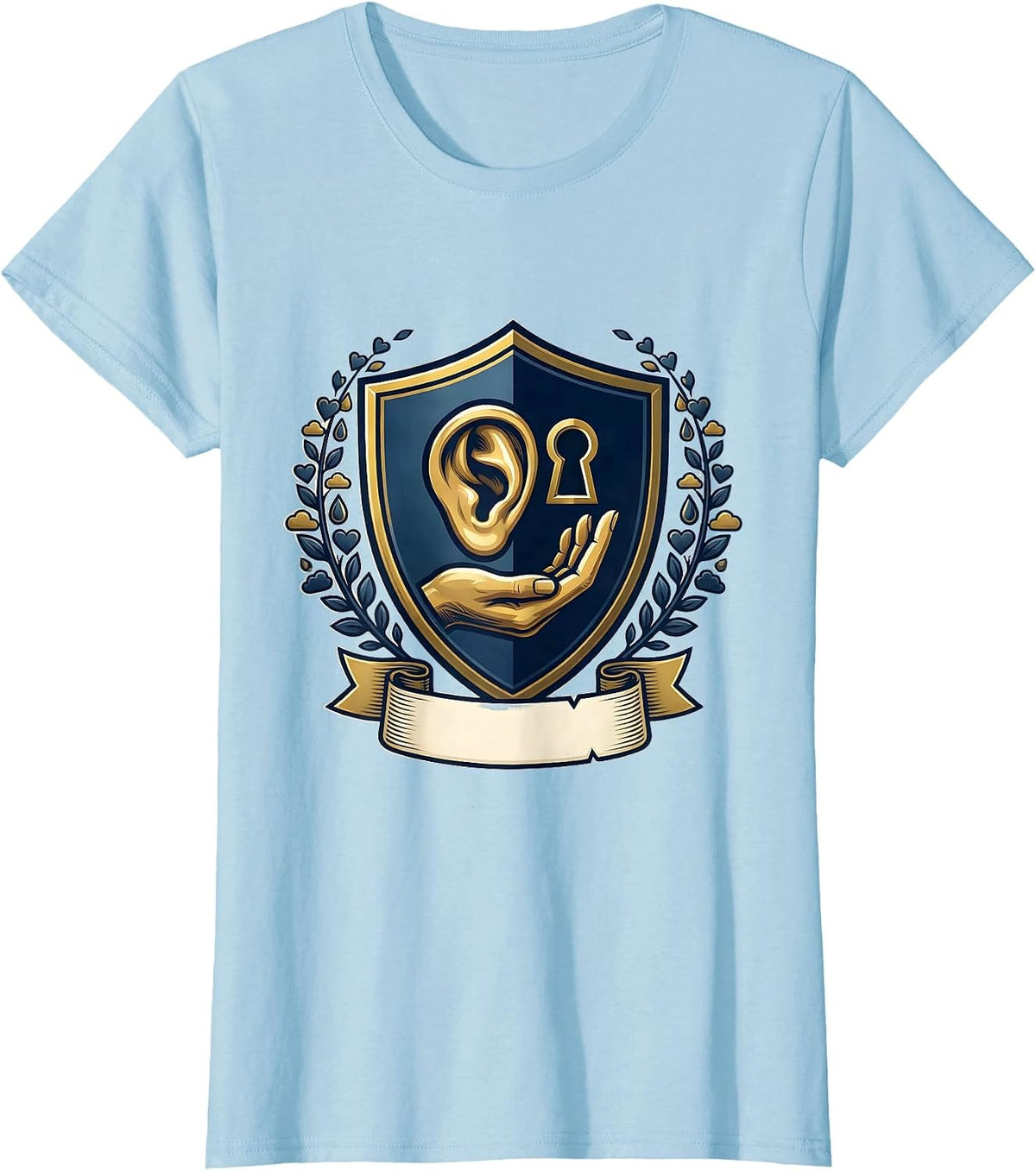 Emblem Shield Crest Mental Health Counselor Therapist T-Shirt - Baby Blue