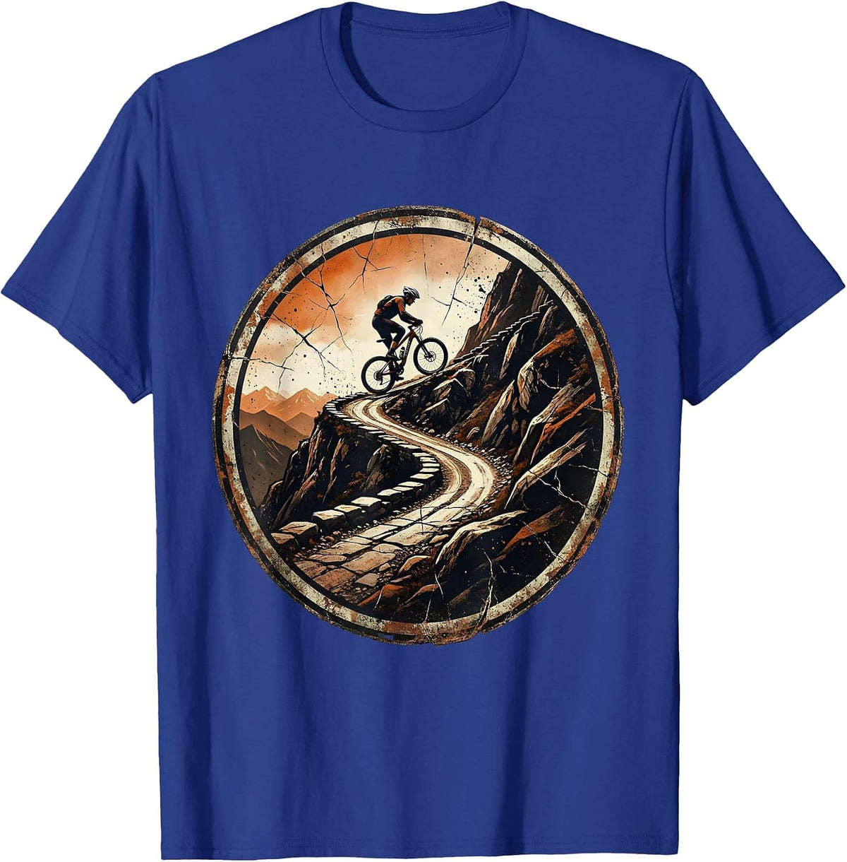 Men's Cyclist Climbing Mountain Switchback Graphic T-Shirt - Royal Blue