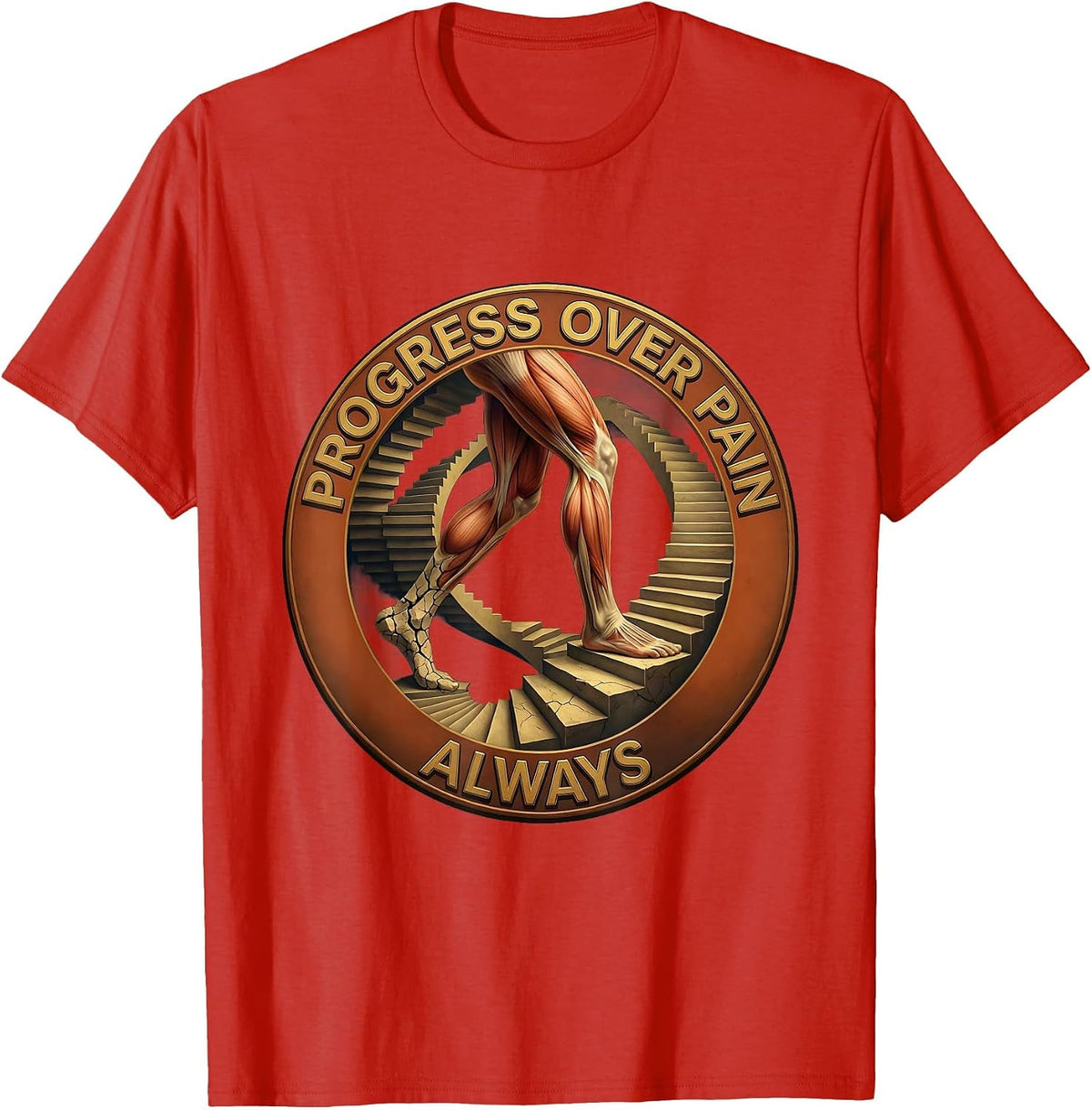 Men's Progress Over Pain Always Physical Therapy Design T-Shirt - Red