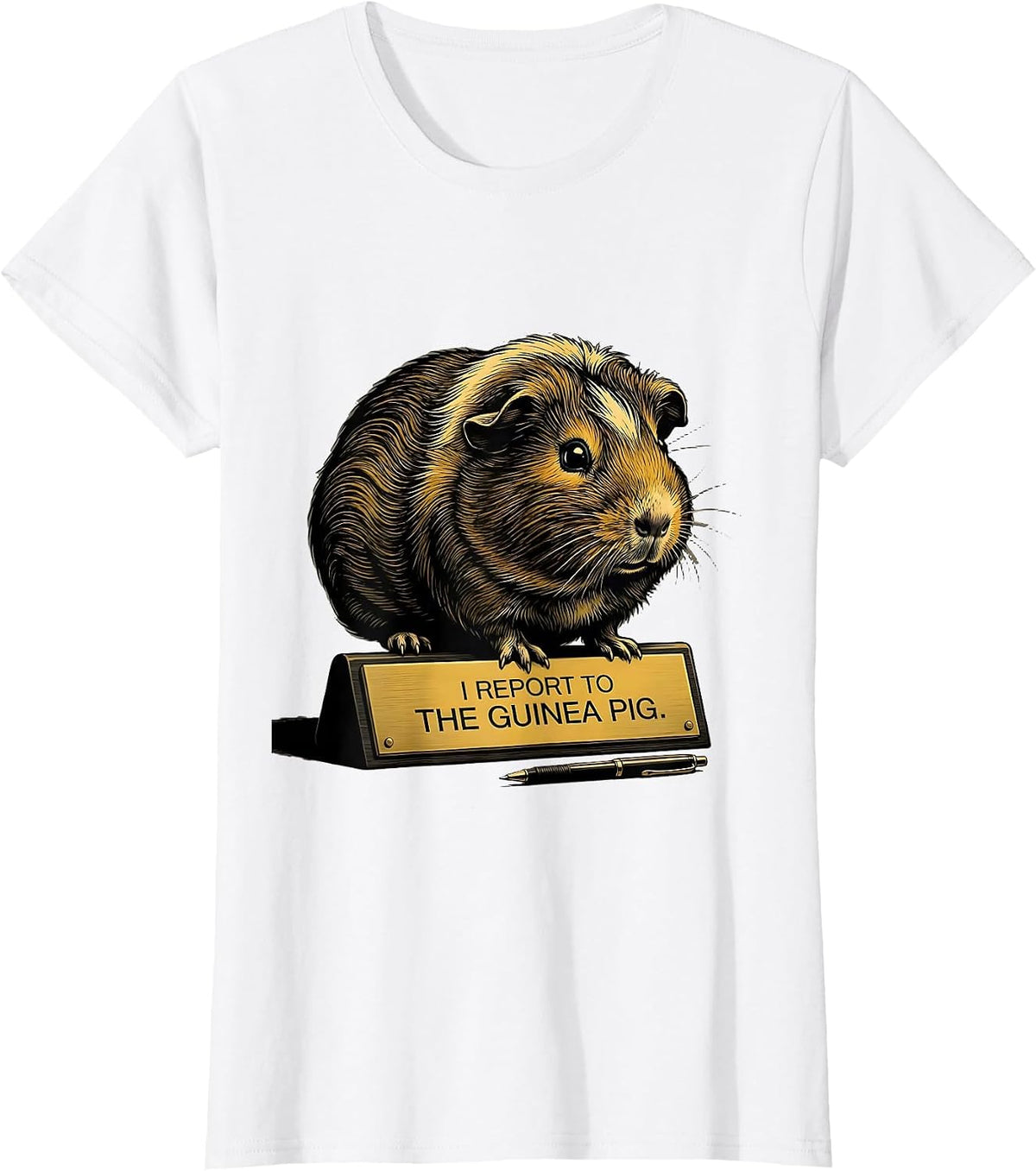 I Report To The Guinea Pig Funny Pet Lover Everyday Humor T-Shirt - White