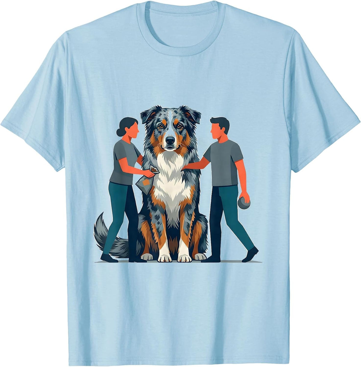 Men's Blue-Merle Australian Shepherd Dog Owner Funny Mom Dad Gift T-Shirt - Baby Blue