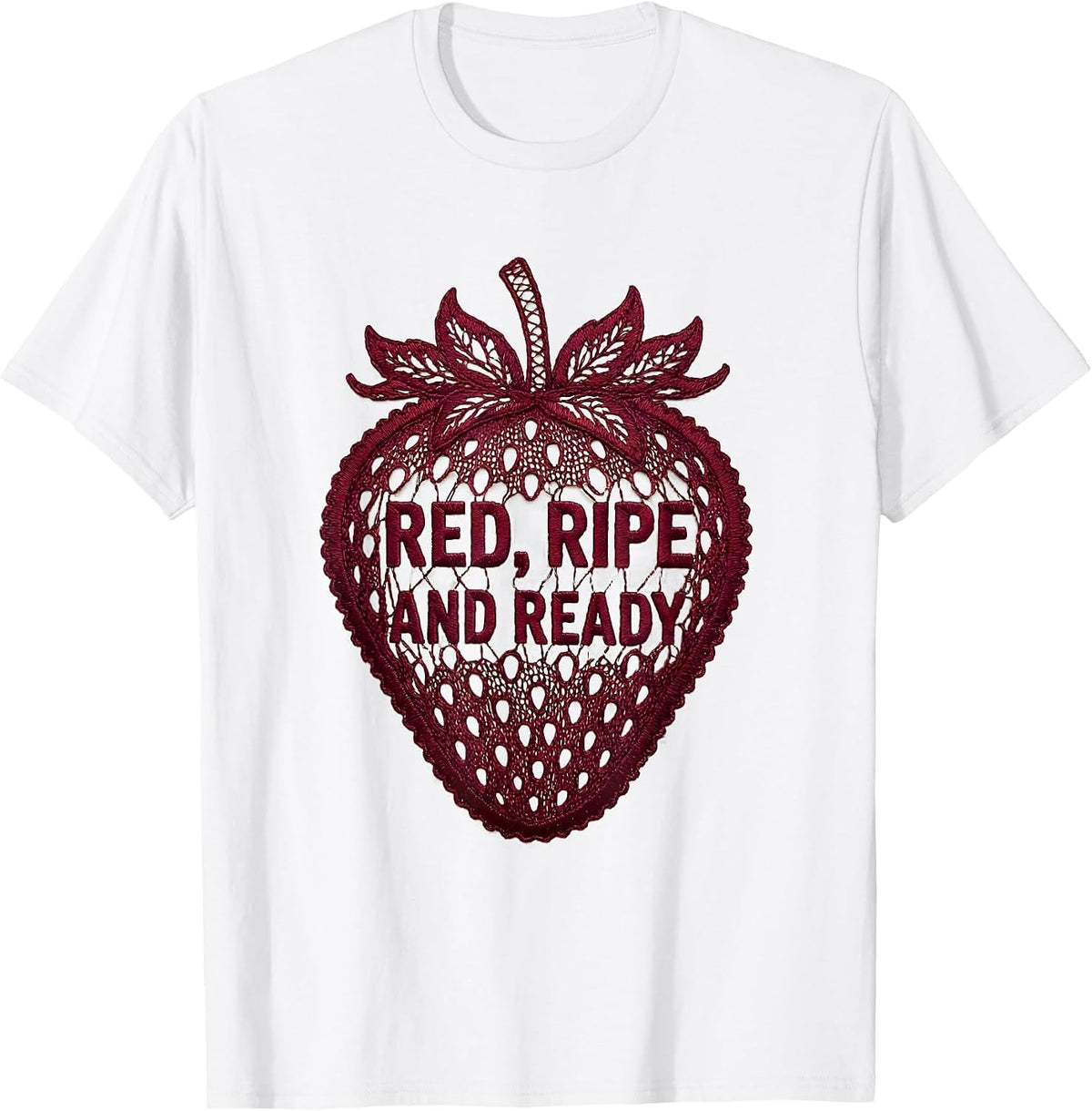 Men's Red Ripe and Ready Strawberry Graphic Design T-Shirt - White