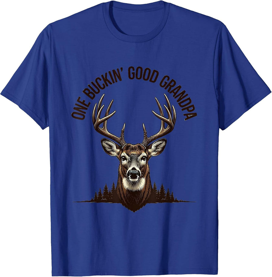 One Buckin Good Grandpa Funny Hunting Dad Deer Hunter Humor T-Shirt - Royal Blue