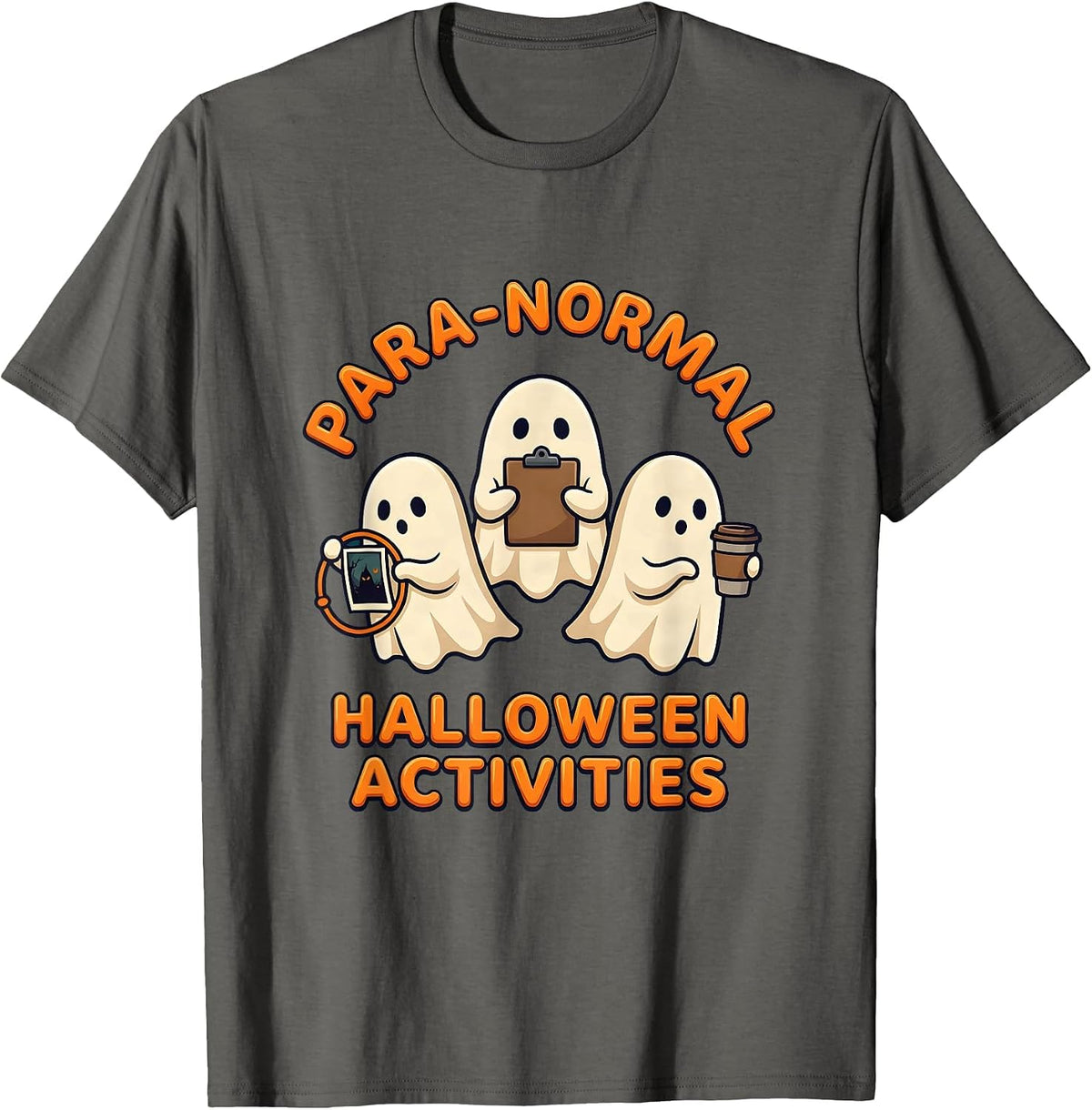Para-Normal Halloween Activities Cute Ghost SPED T-Shirt - Asphalt Grey