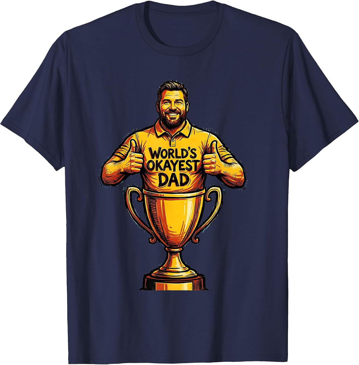 Men's World's Okayest Dad Funny Father Design T-Shirt - Navy Blue
