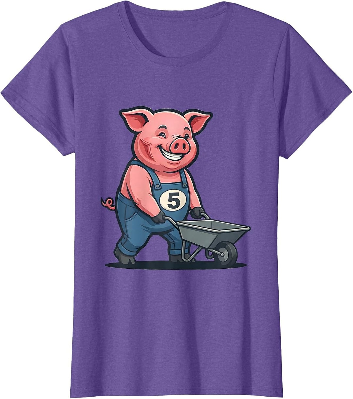5 Funny Pig Lover Halloween Costume T-Shirt - Purple Heather