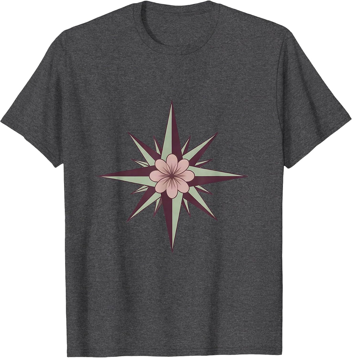 Men's Autism Awareness Floral Compass Rose Graphic T-Shirt - Dark Heather Grey