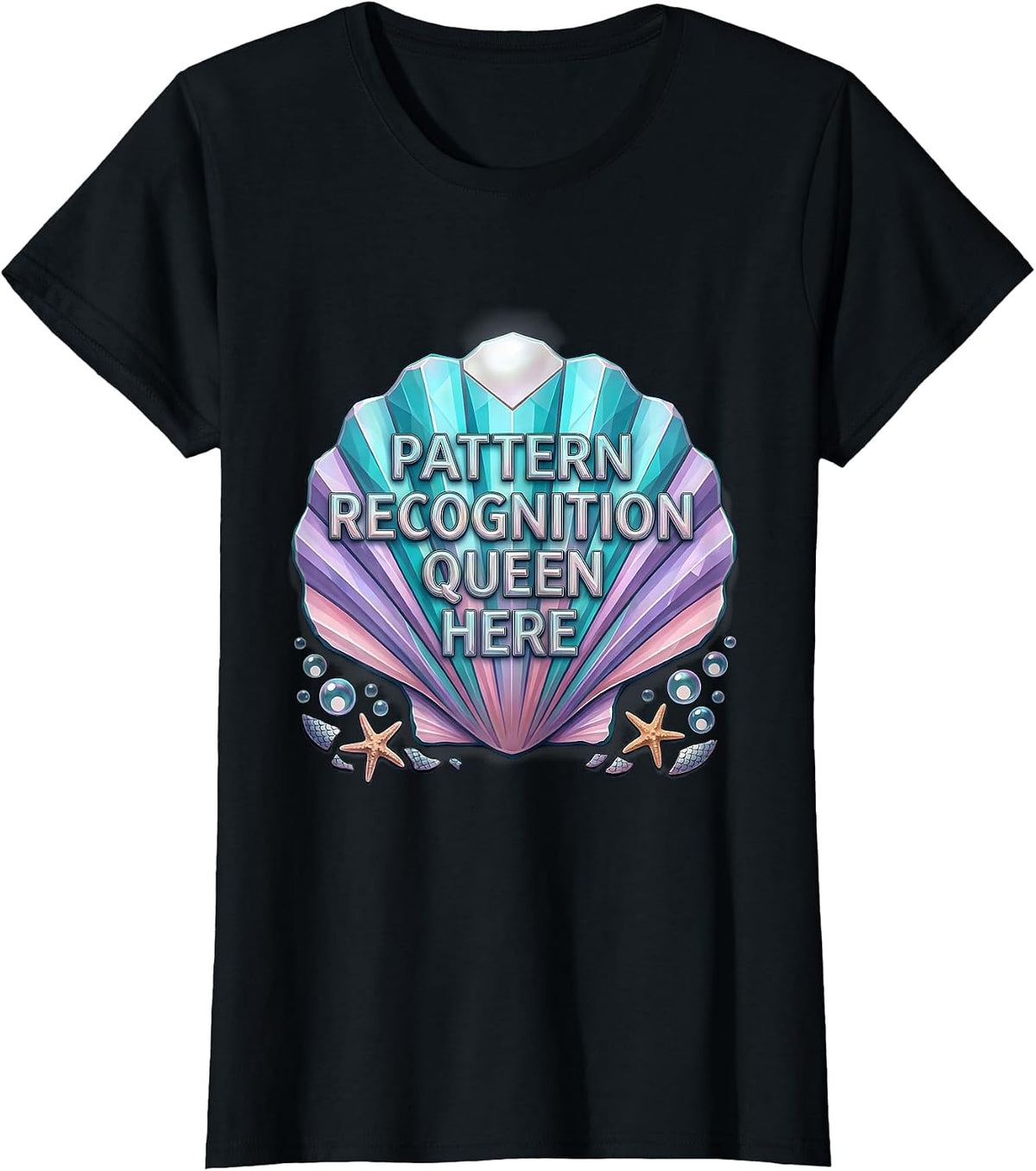 Women's Pattern Recognition Queen Autism Awareness Design T-Shirt - Black