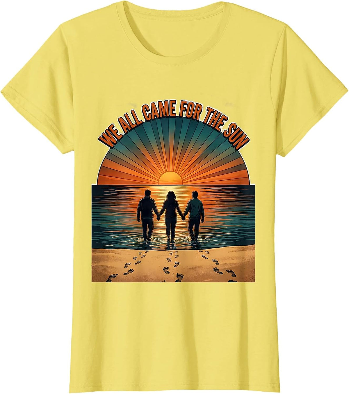 We All Came For The Sun Retro Beach Summer Vacation Group T-Shirt - Lemon Yellow