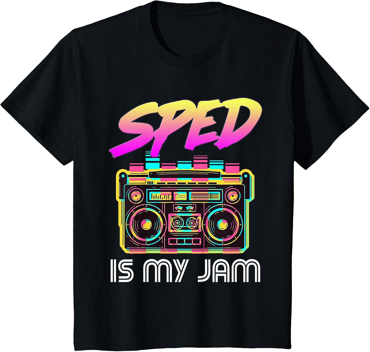 Back to School Retro SPED is My Jam 80s Teacher Boombox T-Shirt - Black