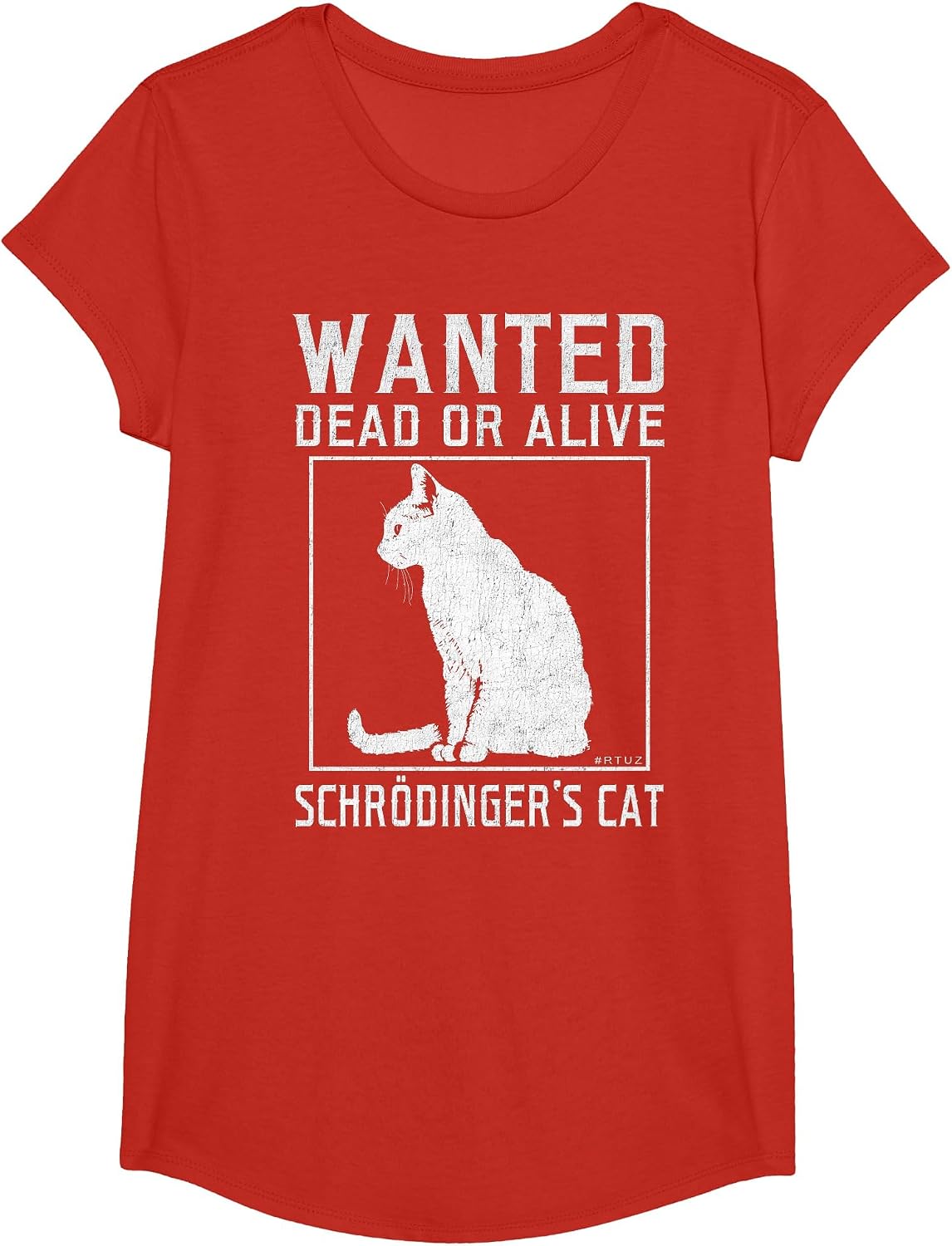 Schrödinger's Wanted Dead Alive Cat Physics Physicist T-Shirt - Girls Red