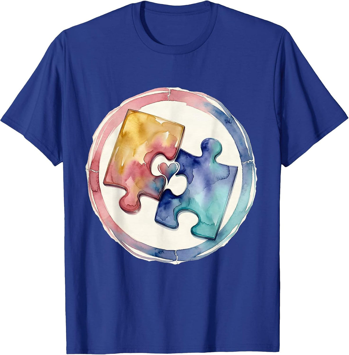 Men's Autism Mom Puzzle Pieces Connected Love Design T-Shirt - Royal Blue