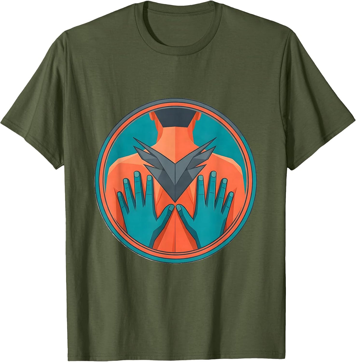 Physical Therapy Shoulder Treatment Illustration T-Shirt - Olive Green
