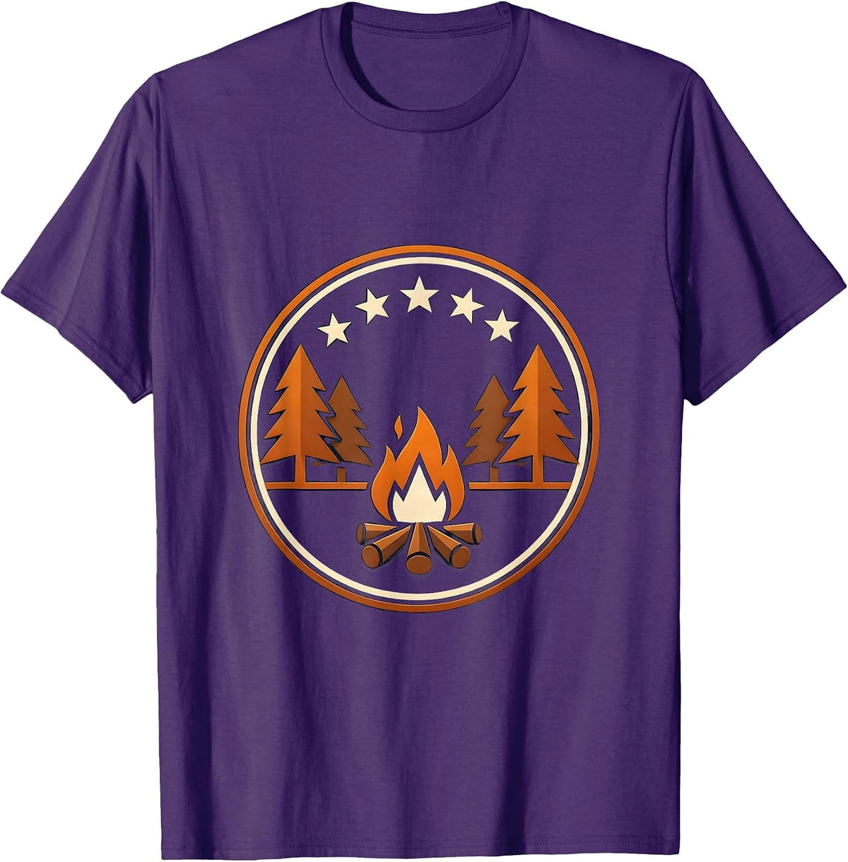 Men's Campfire Under the Stars Night Sky Graphic T-Shirt - Purple