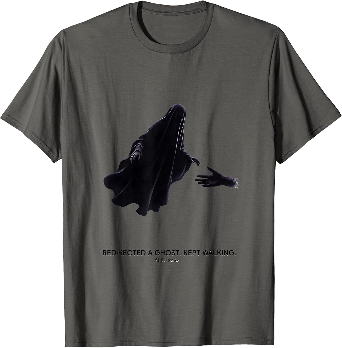 Men's Redirected A Ghost Kept Walking SPED Para Teacher T-Shirt - Asphalt Grey