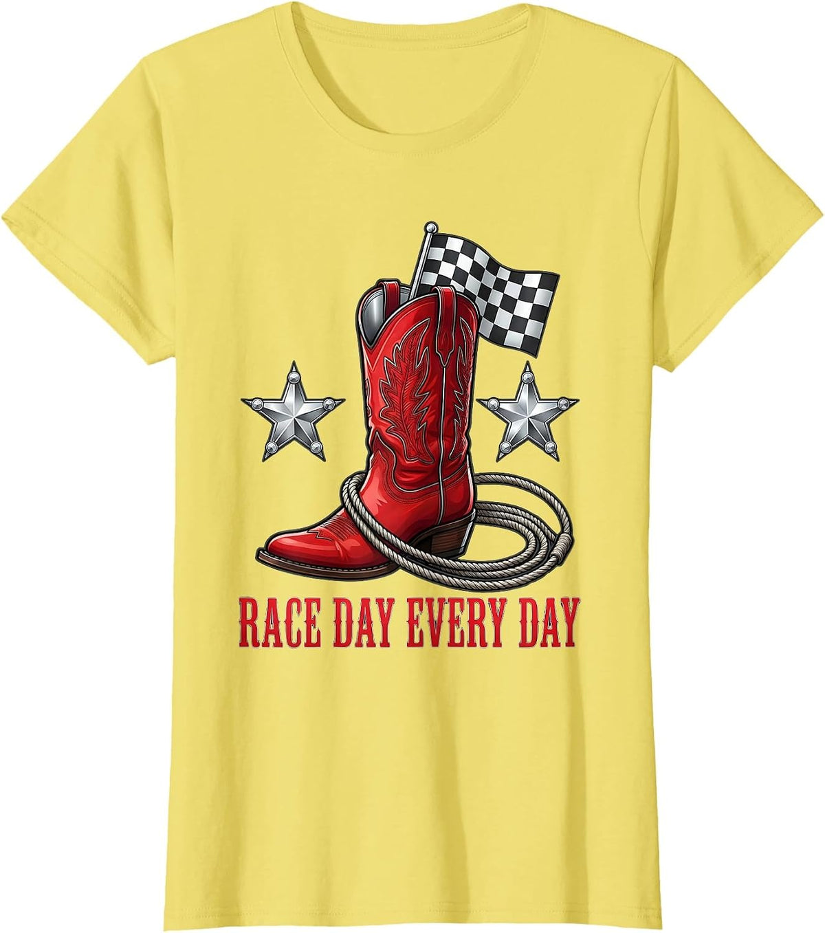 Women's Race Day Every Day Racing Lifestyle Design T-Shirt - Lemon Yellow